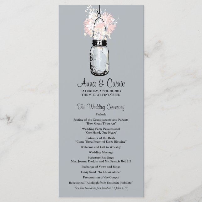 Programa Rustic Mason Jar y Wildflower (Anverso)