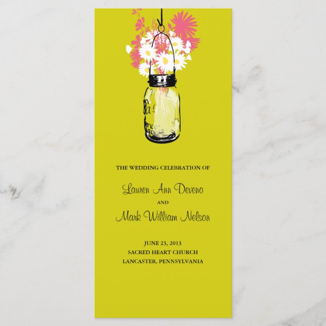 Programa Rustic Mason Jar y Wildflower Daisies (Anverso)