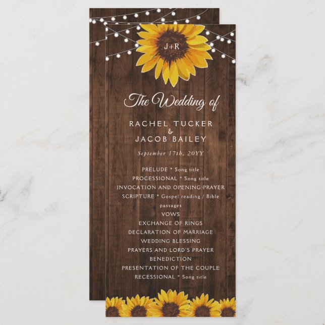 Programa Rustic String Lights Mason Jar Boda (Anverso / Reverso)