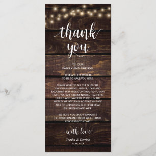 Programa Rustic String Lights, Place Setting Gracias Card