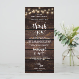 Programa Rustic String Lights, Place Setting Gracias Card
