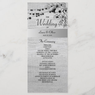 Programa Rustic Wood Black and White Wedding