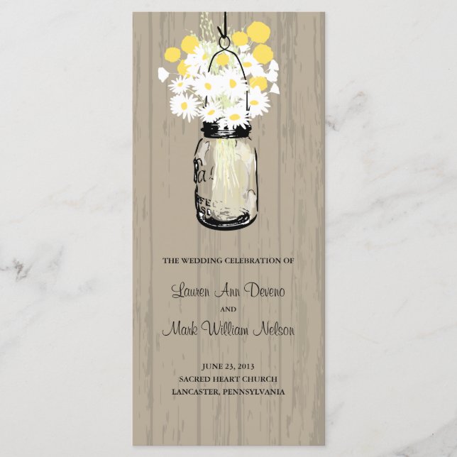 Programa Rustic Wood Mason Jar y Wildflowers (Anverso)