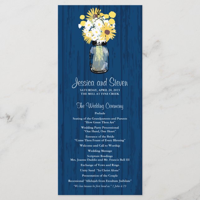 Programa Rustic Wood Mason Jar y Wildflowers (Anverso)