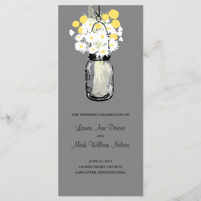 Programa Rustic Wood Mason Jar y Wildflowers (Anverso)