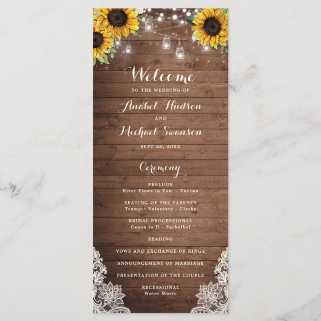 Programa Rústica Madera de cuerdas de girasol luces Lace Ma (Anverso)