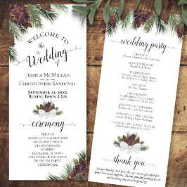 Programa Rústicas Pineconas y Ramas de Pino Elegante Boda