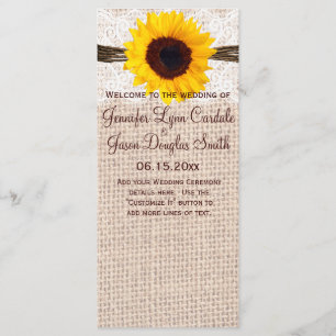 Programa Rústico Burlap Lace Twine Sunflower Weddi