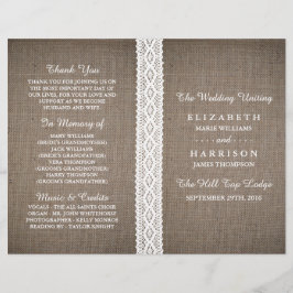 Programa Rústico Burlap & Vintage White Lace Weddi