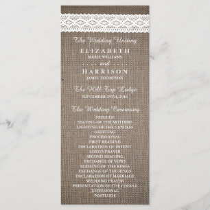 Programa Rústico Burlap & Vintage White Lace Weddi