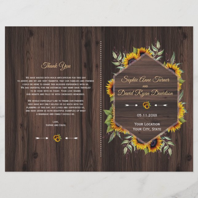 Programa Rústico de Acuarela Sunflowers Old Barn (Anverso)