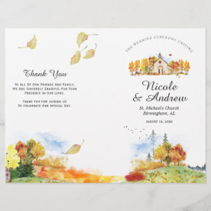 Programa Rústico de Boda de Capilla de Otoño