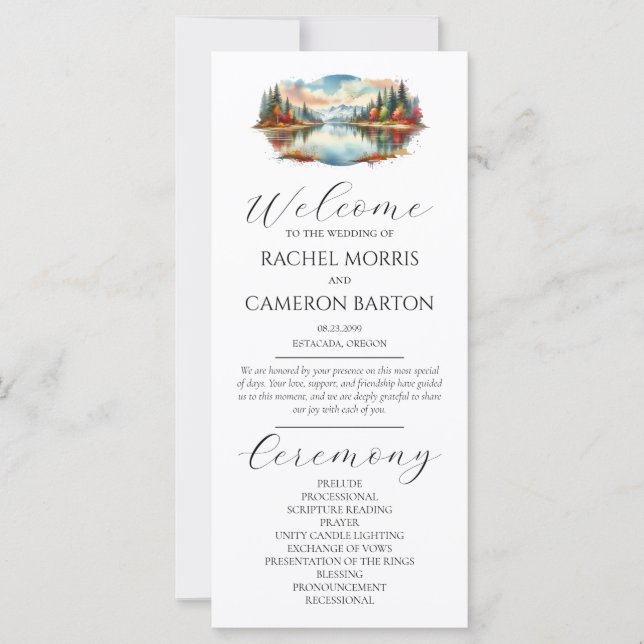 Programa Rústico de Bodas Forestales en Lakeside O (Anverso)