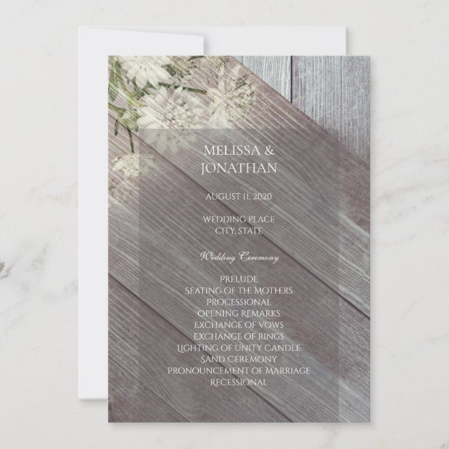 Programa Rústico de Ceremonia Boda Floral de Mader (Anverso)