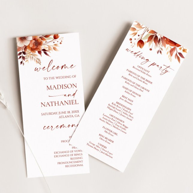 Programa Rusty Burgundy Brown Boda de Flor Floral (Subido por el creador)