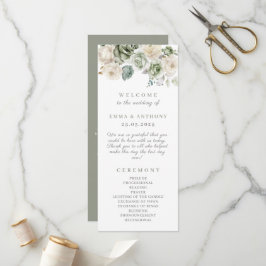 Programa Sage Green Botanical Elegant Wedding Ceremony