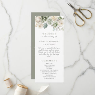 Programa Sage Green Botanical Elegant Wedding Ceremony