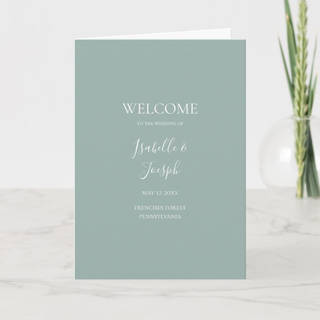 Programa Sage Green Folded Wedding Program (Anverso)