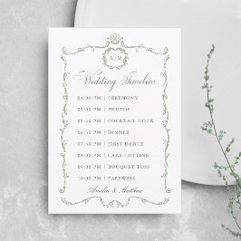 Programa Sage Green Modern Classic French Wedding Timeline