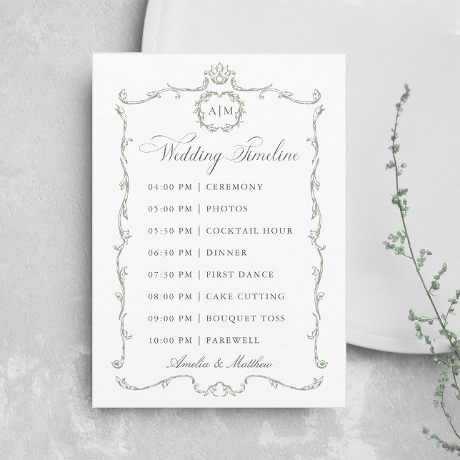 Programa Sage Green Modern Classic French Wedding Timeline (Subido por el creador)
