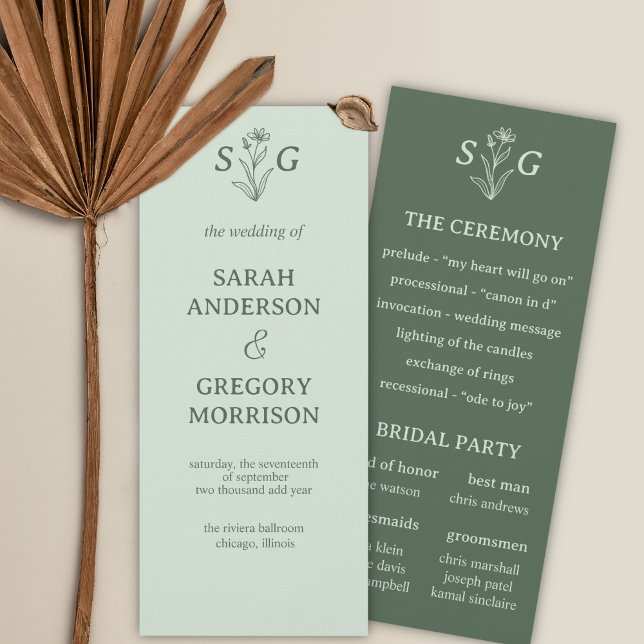 Programa Sage Green Simple Boho Floral Wedding (Subido por el creador)