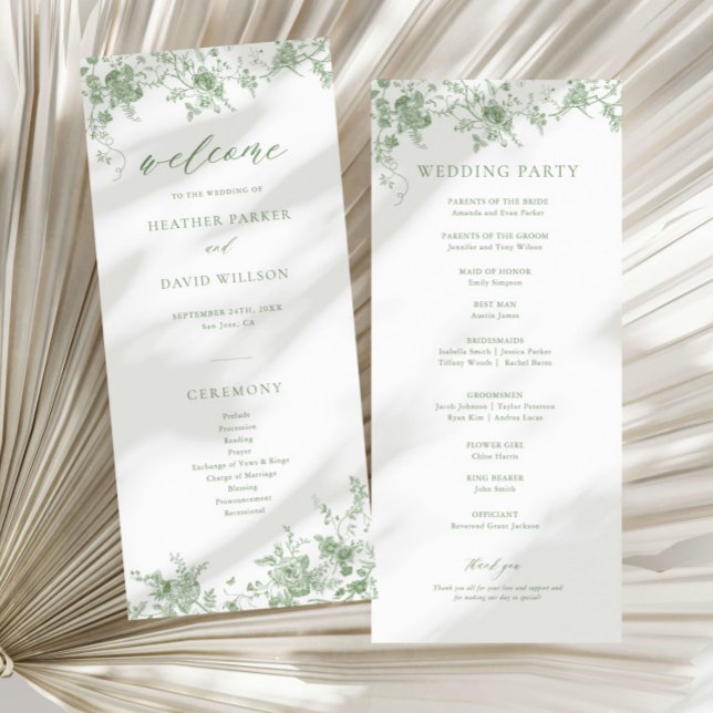 Programa Sage Green Toile Classic Floral Boda (Subido por el creador)