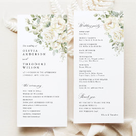 Programa Sage Green White Floral Elegant Wedding Ceremony