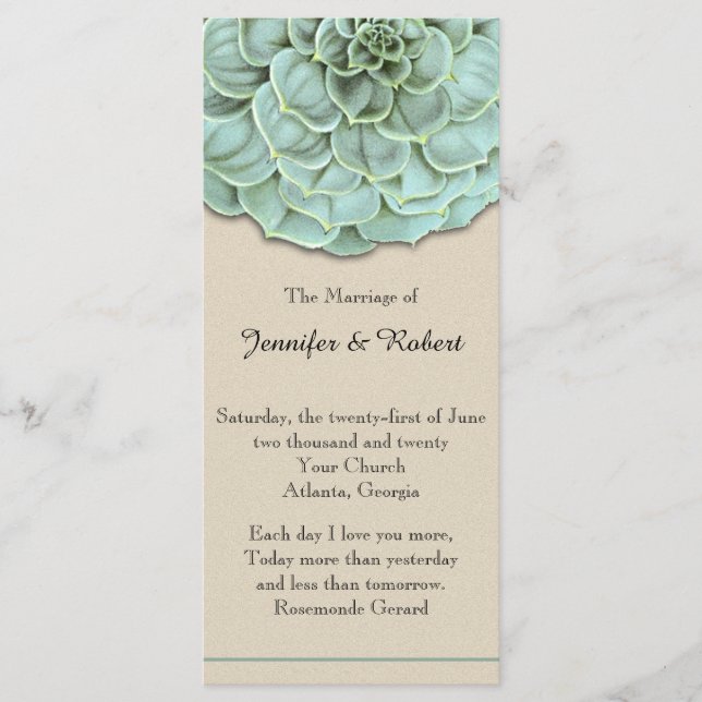 Programa Sage Succulent Wedding (Anverso)