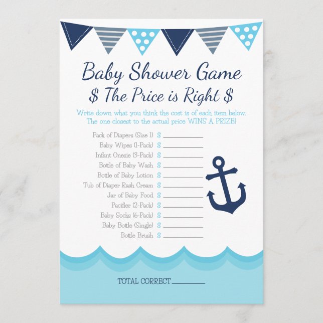 Programa Sailor Baby Shower - El precio es el juego correct (Anverso)