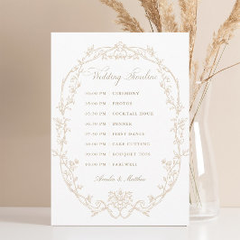 Programa Sand Ornate Floral Frame Wedding Timeline