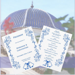 Programa Sapphire Wedding Program Bells Scrollwork Design