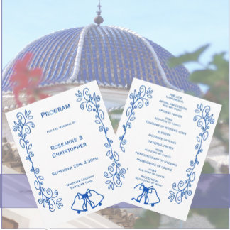 Programa Sapphire Wedding Program Bells Scrollwork Design