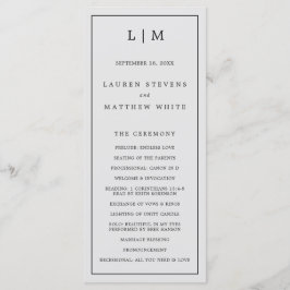 Programa Sencilla Boda Elegante en Monograma Gris Claro