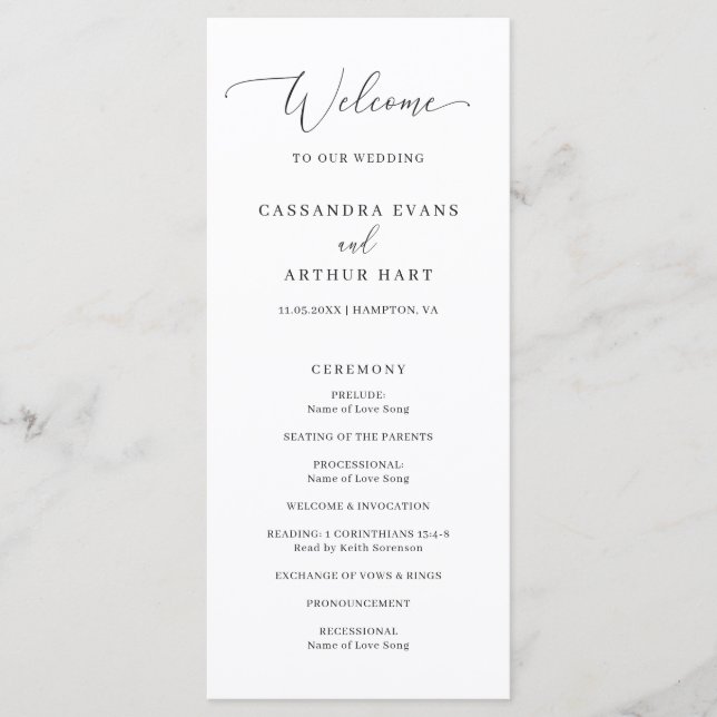 Programa Sencilla Boda Formal Clásica Elegante (Anverso)