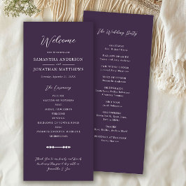 Programa Sencilla Caída Purple Elegante Boda Script Ceremon
