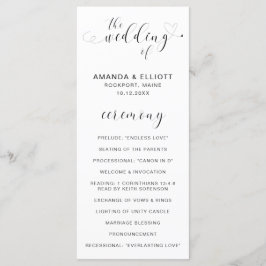 Programa Sencilla y elegante boda de corazón en blanco y ne