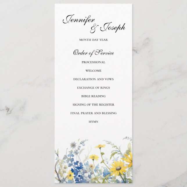 Programa sencillo de la ceremonia de casamiento en (Anverso)