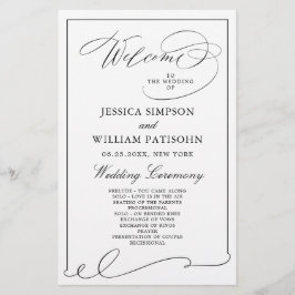 Programa Sencillo Elegante De Bodas Blancas Y Negr