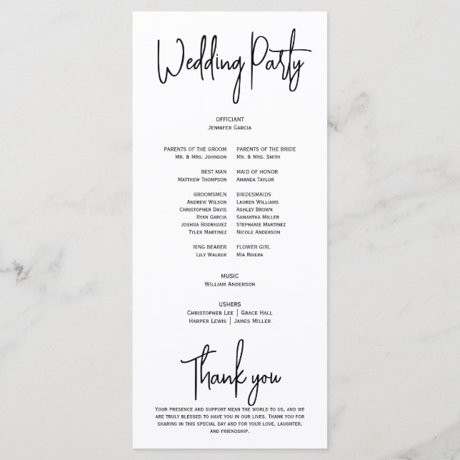 Programa Sencillo guión minimo elegante blanco negro modern (Reverso)