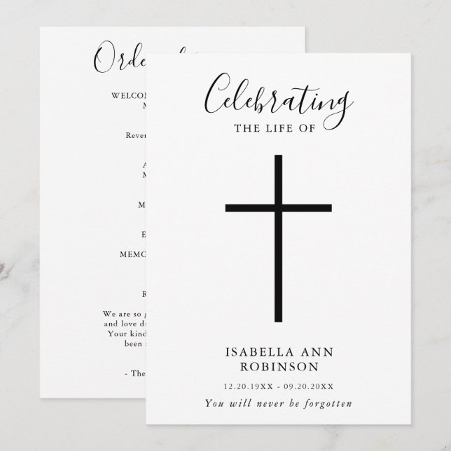 Programa Sencillo Orden de Servicio de Celebración de Vida  (Anverso / Reverso)