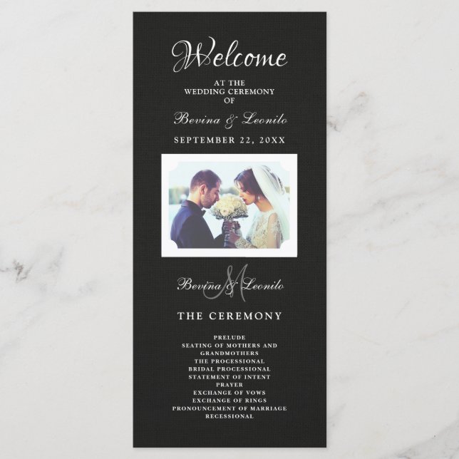 Programa Sencillo pero elegante: Lino negro con Monograma (Anverso)