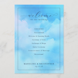 Programa Serena Boda de Ceremonia de Acuarela Azul