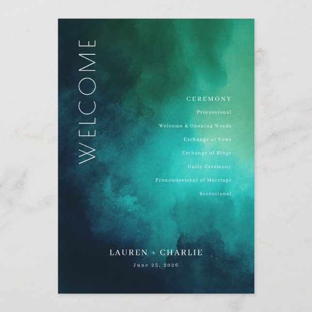 Programa Serene Teal Watercolor Waves (Anverso)