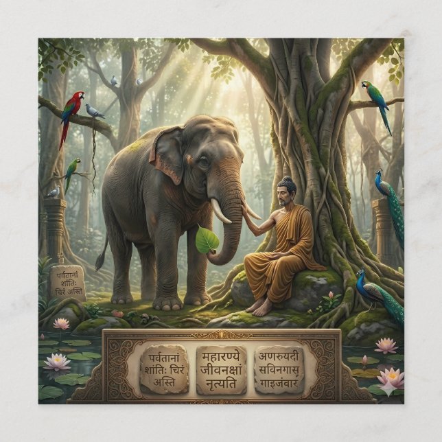 Programa Sereno Buda y Elefante en Arte de Bosque Sagrado (Anverso)