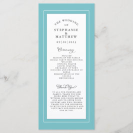 Programa Servicio de Ceremonia de Boda Blanca Aqua Elegante