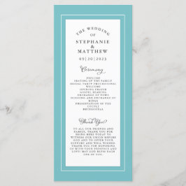 Programa Servicio de Ceremonia de Boda Blanca Aqua Elegante