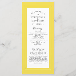 Programa Servicio de Ceremonia de Boda Gris Amarillo Blanco