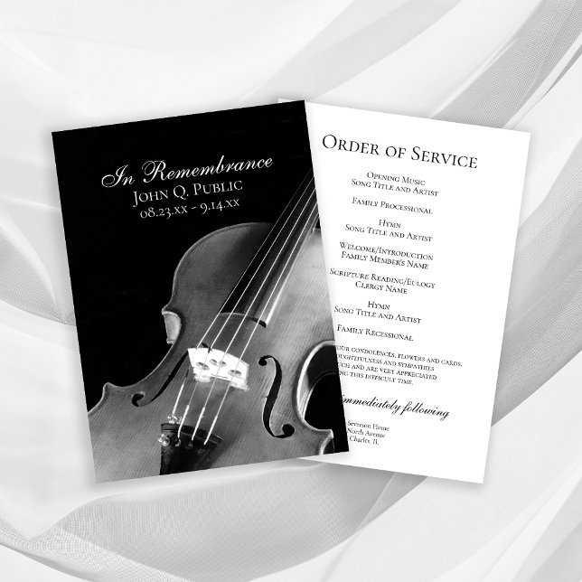 Programa Servicio de funerales del músico de violín blanco  (Subido por el creador)