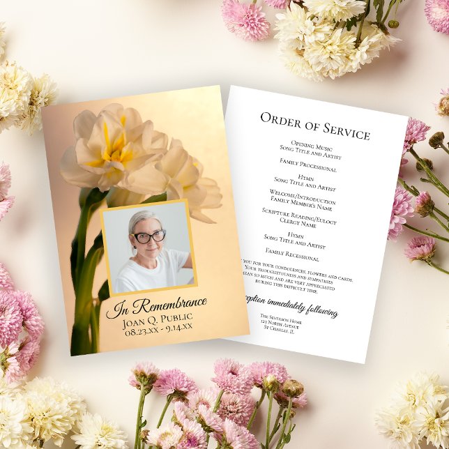 Programa Servicio funeral de Flores Dobles Blancas Daffodil (Subido por el creador)