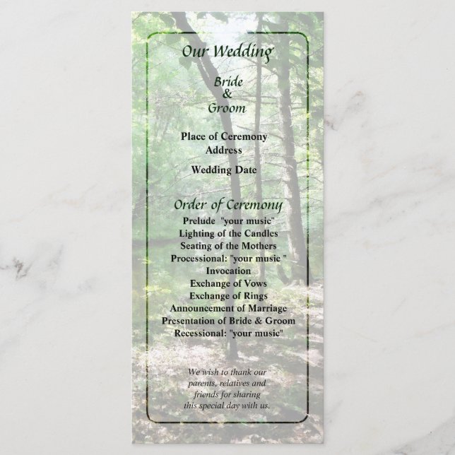 Programa Shady Woods Wedding (Anverso)